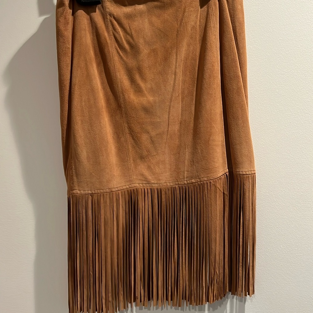 Etcetera suede skirt with 10” fringe